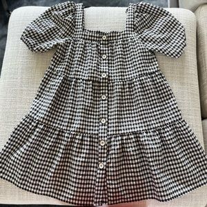 Zara Gingham Tiered Baby Doll Button Up Boho Preppy Mini Dress